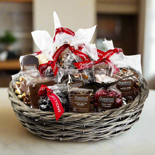 Wicker Basket makes the perfect gift of chocolates.